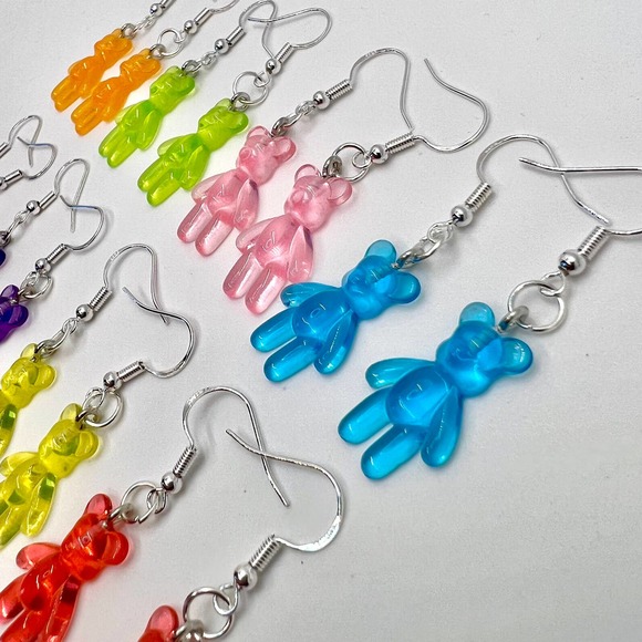 Gummy Bear Earrings - Rainbow Colors - Mini Bear Earrings - Teddy Bear Earrings - Picture 3 of 10